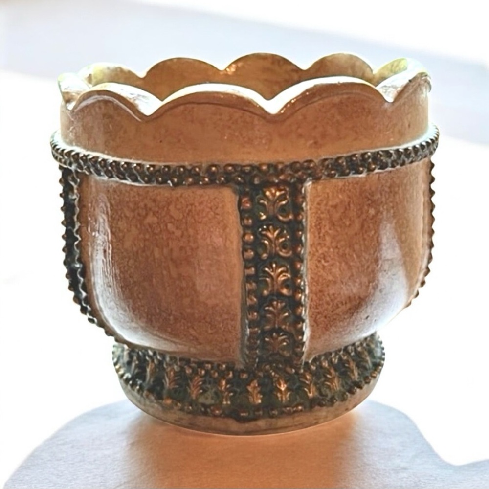 Bill Blass Gold Decorative Bowl Vintage 80s Accent Piece Intricate Detail